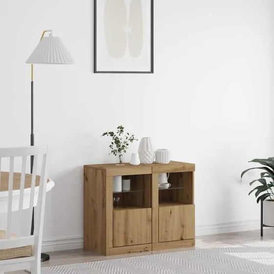 vidaXL LED Sideboard 2 stk Artisan Egetræ 41 x 37 x 67 cm