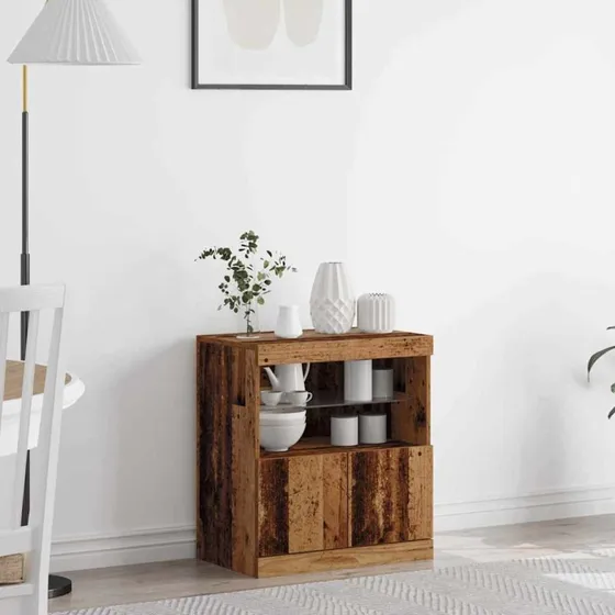 vidaXL LED Sideboard Brun 60x37x67 cm Konstrueret Træ