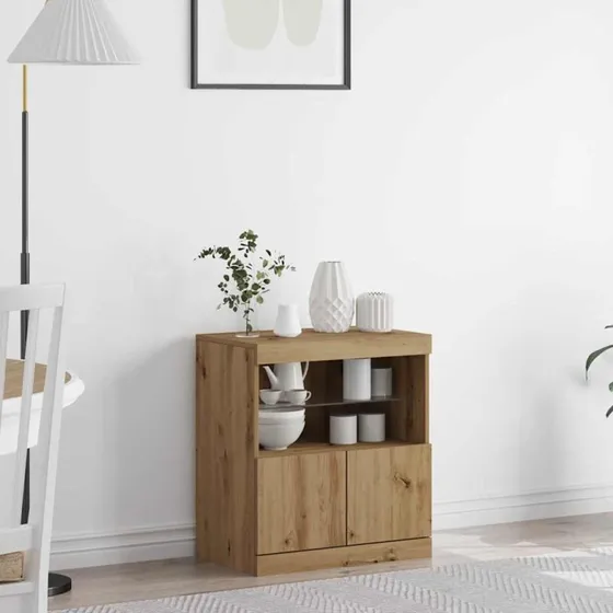 vidaXL LED Sideboard Brun 60x37x67 cm Konstrueret Træ