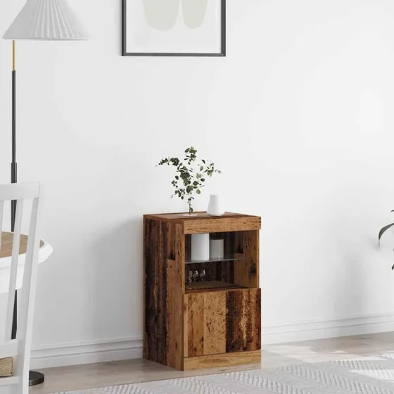 vidaXL LED Sideboard Gammelt Træ 41 x 37 x 67 cm