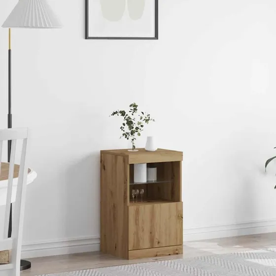 vidaXL LED Sideboard Artisan Eg 41x37x67 cm Konstrueret Træ