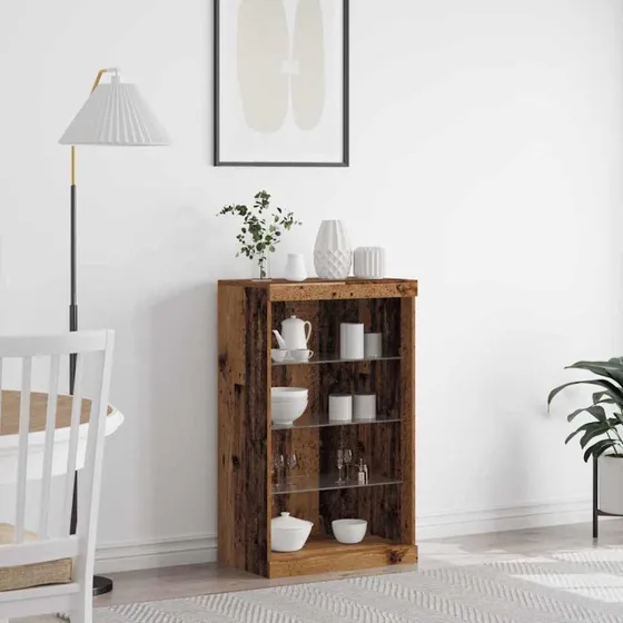 vidaXL LED Sideboard Gammelt Træ 60,5 x 37 x 100 cm