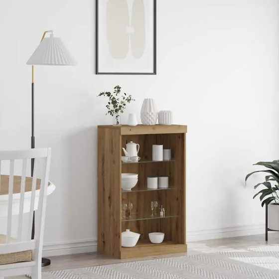 vidaXL LED Sideboard Artisan Egetræ 60,5 x 37 x 100 cm