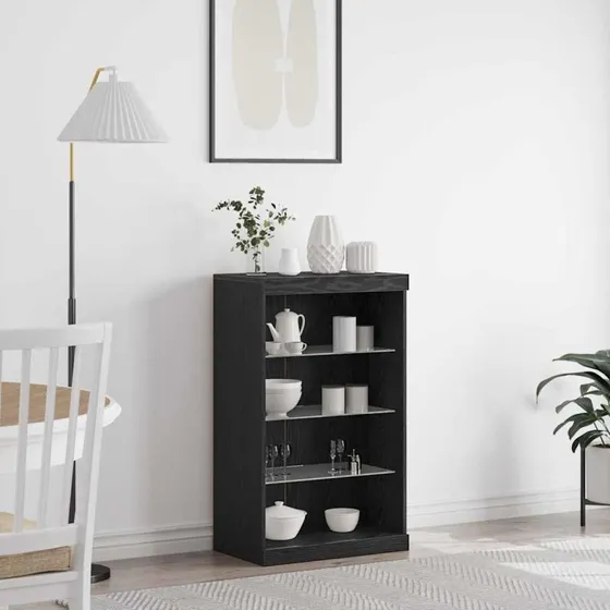 vidaXL LED Sideboard Sort 60,5 x 37 x 100 cm Konstrueret Træ