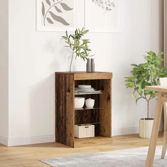 vidaXL LED Sideboard Gammelt Træ 41 x 37 x 67 cm
