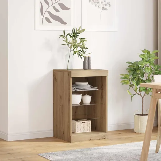 vidaXL LED Sideboard Artisan Egetræ 41 x 37 x 67 cm