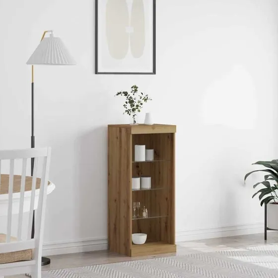 vidaXL LED Sideboard Artisan Egetræ 41 x 37 x 100 cm