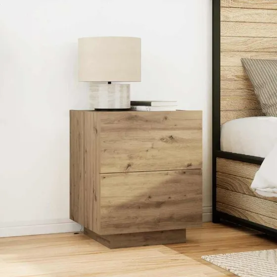 vidaXL Natskab 2 stk Artisan Egetræ 45 x 40 x 55 cm med LED-lys