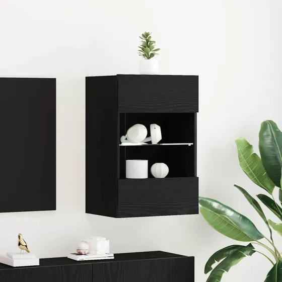 vidaXL TV-møbelsæt 2 stk, Sort, 40 x 30 x 60,5 cm, Konstrueret træ