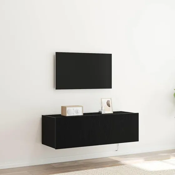 vidaXL TV-vægskab 2 stk, Sort eg, 100 x 35 x 31 cm, Konstrueret træ