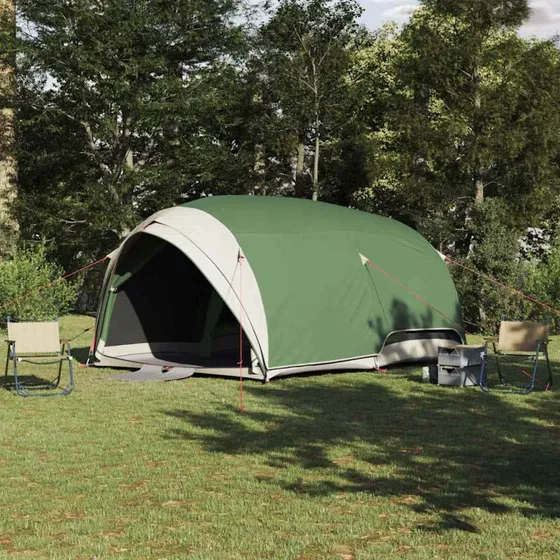 vidaXL Tunneltelt 410x285x198 cm Grønt med opbevaring