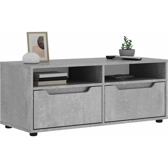 vidaXL TV-bord VISNES 100x40x38 cm konstrueret træ betongrå