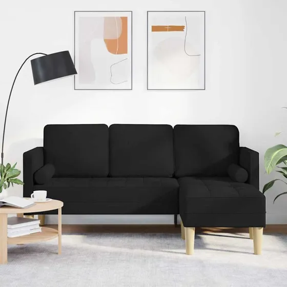 vidaXL Sofa Sæt Sort 173 x 131 x 67 cm Polyester