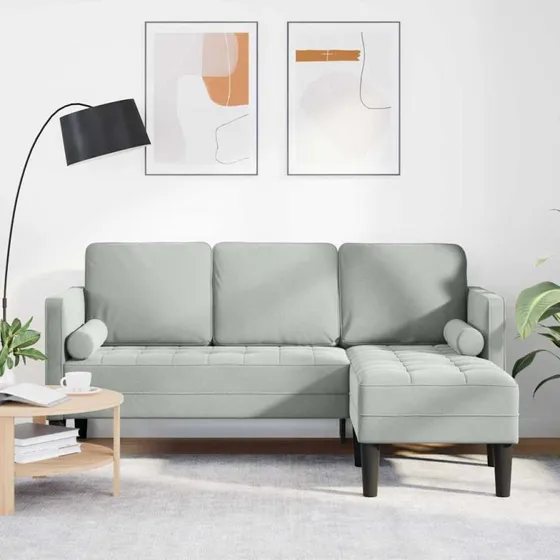 vidaXL Lysegrå Sofa Sæt med Pude 173 x 131 x 67 cm