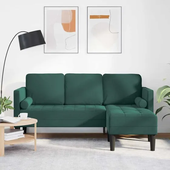 vidaXL Sofa Sæt Mørkegrøn 173x131x67 cm med Puder