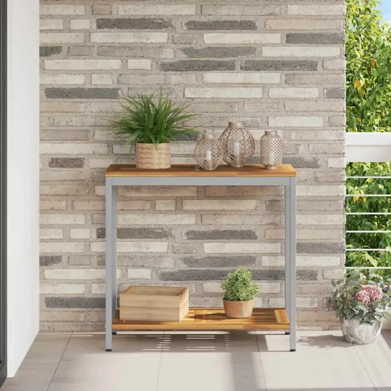 vidaXL Udendørs Bord med Opbevaring 80 x 35 x 75 cm Naturlig og Grå