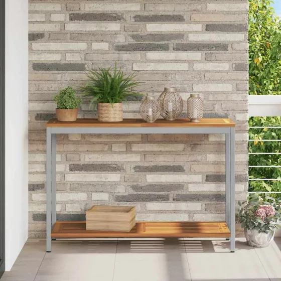 vidaXL Udendørs Bord med Opbevaring 110 x 35 x 75 cm Naturlig og Grå
