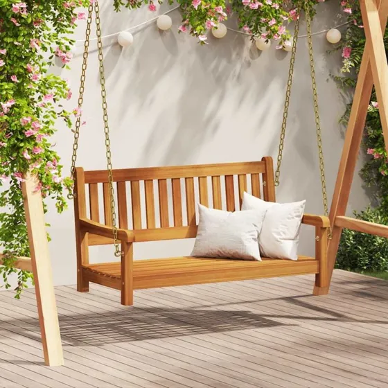 vidaXL Haveslynge bænk Naturfarvet 110 x 56 x 58,5 cm