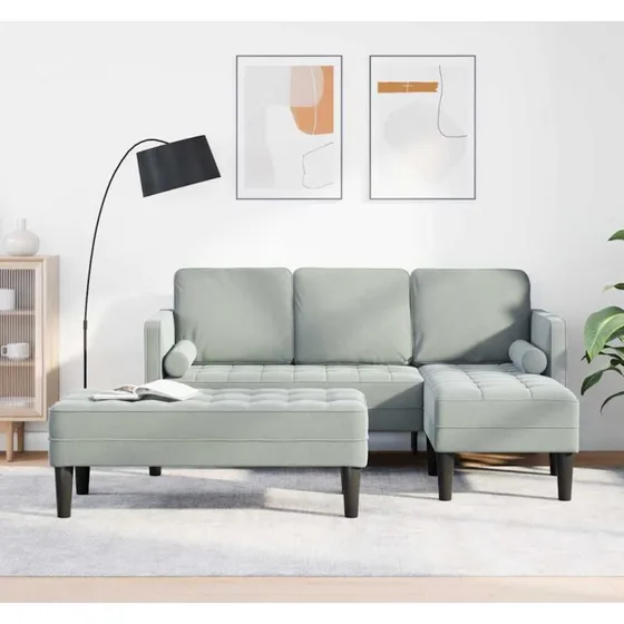 vidaXL Sofa Sæt 2 deler Lysegrå 173 x 131 x 67 cm Velour