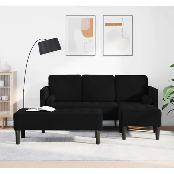 vidaXL Sofa Sæt 2 dele Sort 173 x 131 x 67 cm Fløjl