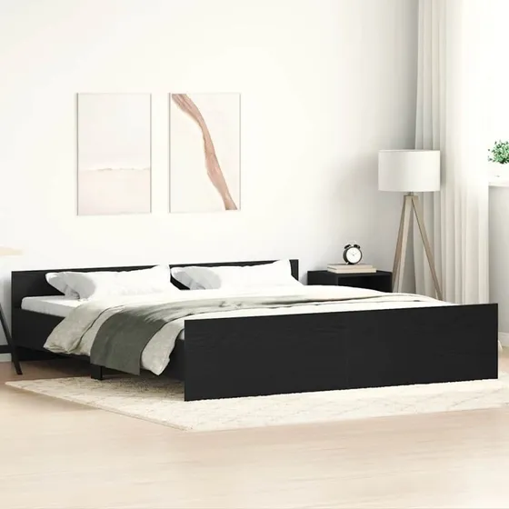 vidaXL Sengestel 200x200 cm Konstrueret Træ Sort Eg