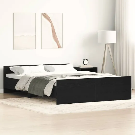 vidaXL Sengestel 120x190 cm Konstrueret Træ Sort Eg