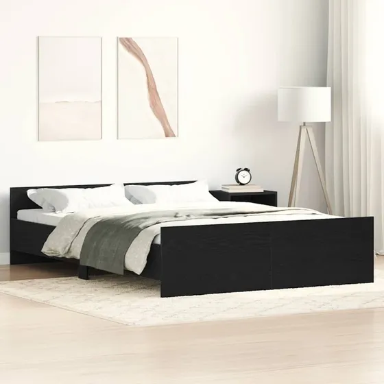 vidaXL Sengestel 140x190 cm Konstrueret Træ Sort Eg