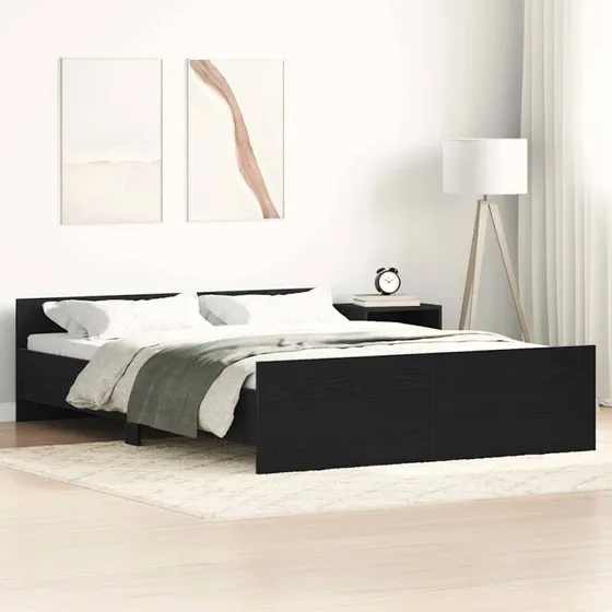 vidaXL sengestel 135x190 cm konstrueret træ sort eg