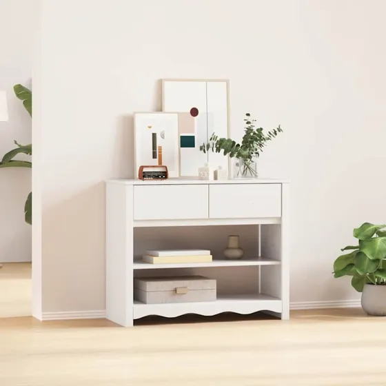 vidaXL Konsolbord Drammen Hvid 89,5 x 37 x 73 cm Massivt fyrretræ