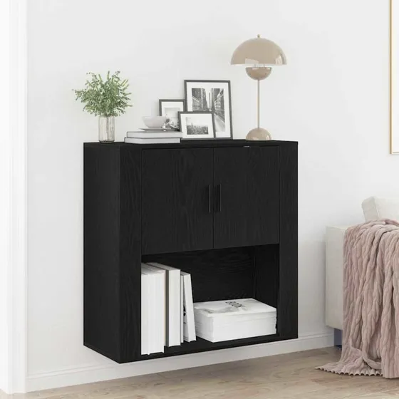vidaXL Vægskab med Hylde, Sort Eg, 80 x 33 x 80 cm, Konstrueret Træ