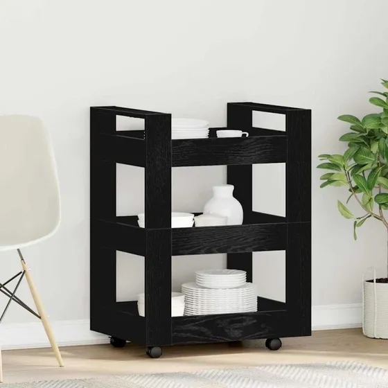 vidaXL Køkkenvogn Sort 60 x 45 x 80 cm Konstrueret Træ