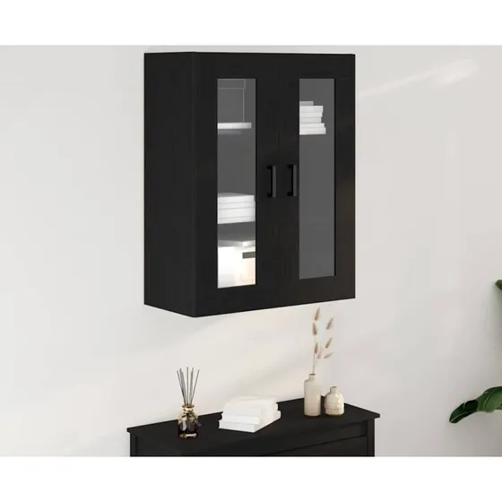 vidaXL Vægskab 69,5 x 34 x 90 cm Sort Konstrueret Træ & Glas
