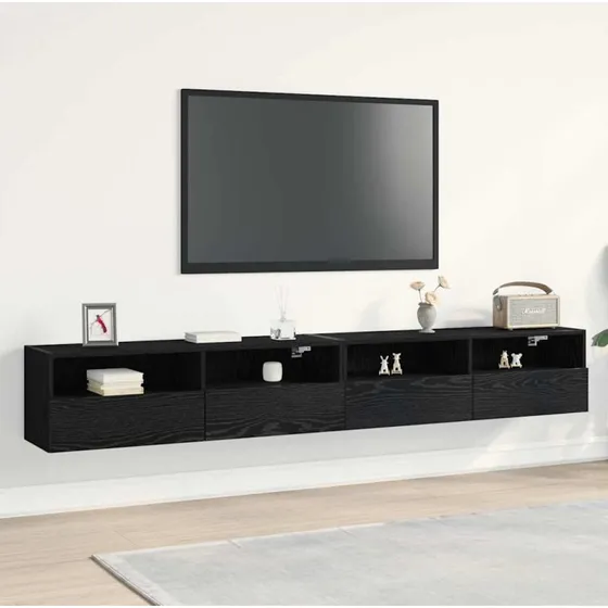 vidaXL TV-vægskab 2 dele, sort eg, 100x30x30 cm