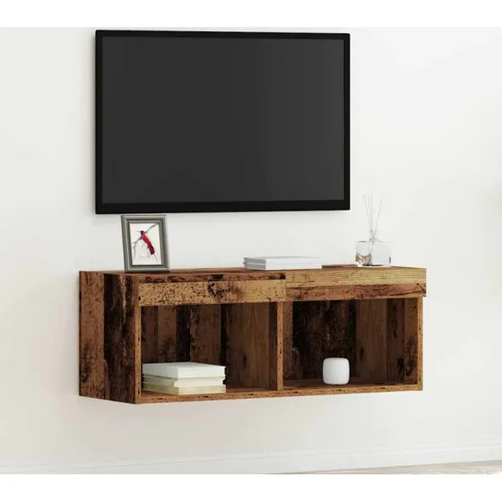 vidaXL TV-møbelsæt med LED, gammelt træ, 80 x 30 x 30 cm