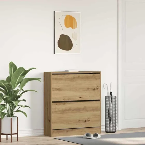vidaXL Sko Skab Røget Eg 80x21x87,5 cm Konstrueret Træ