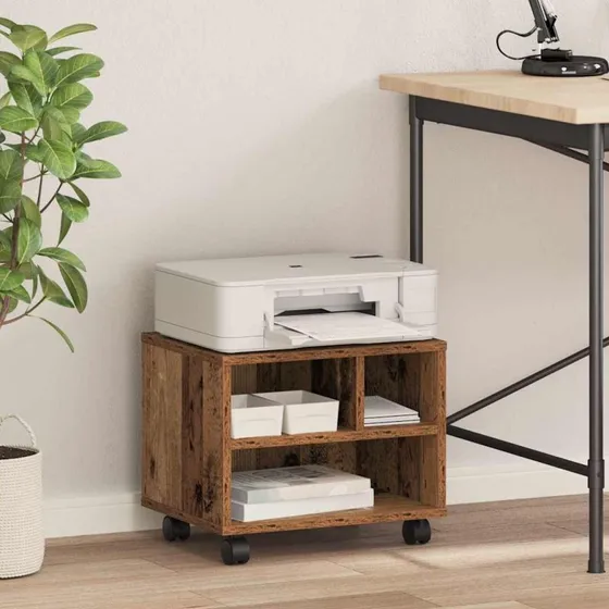 vidaXL Printerstand Gammelt Træ 41 x 32 x 33,5 cm