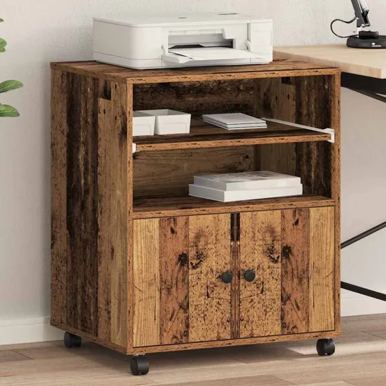 vidaXL Printerstand Gammelt Træ 60x48x74 cm