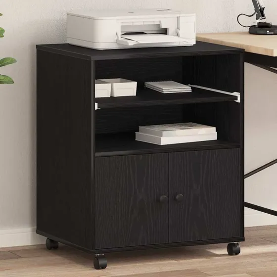 vidaXL Printerstand Sort 60 x 48 x 74 cm Konstrueret Træ