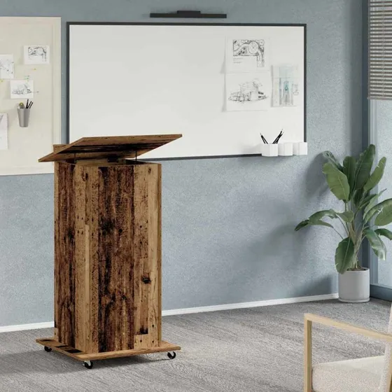 vidaXL Podium med skuffe, gammelt træ, 55 x 55 x 107 cm, konstrueret træ