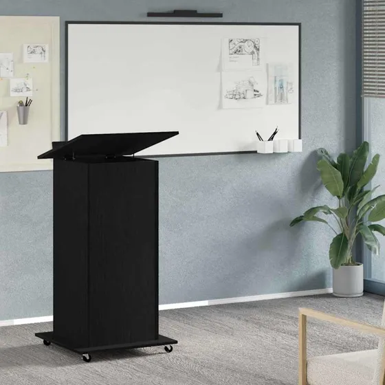 vidaXL Podium med Skuffe 55 x 55 x 107 cm Sort Konstrueret Træ