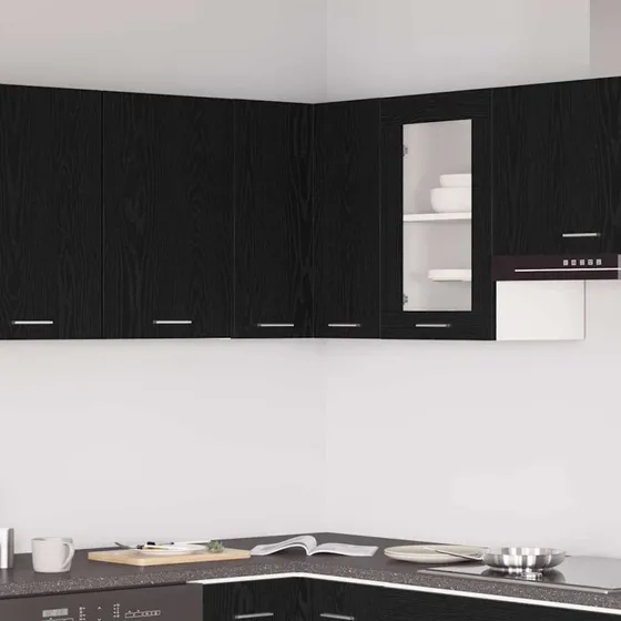 vidaXL Hængeskab Lyon Sort Eg 57x57x60 cm Konstrueret Træ