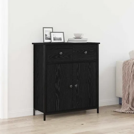 vidaXL Sideboard med skuffe, Sort eg, 70 x 30 x 80 cm