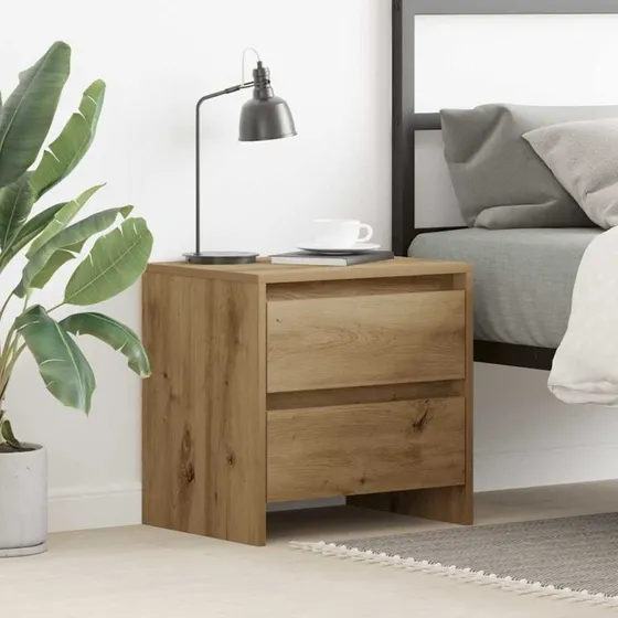vidaXL Natskab Artisan Egetræ 45 x 34 x 44,5 cm med skuffe