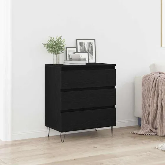 vidaXL Sideboard med skuffe, Sort eg, 60 x 35 x 70 cm, Konstrueret træ