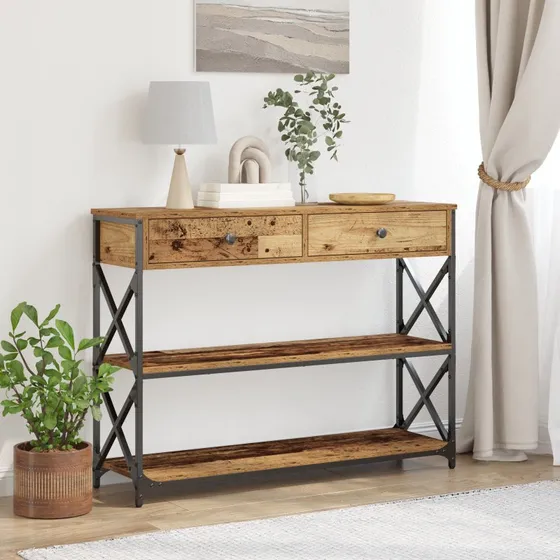 vidaXL Konsolbord Gammelt Træ 100x28x75 cm Laminat Træ og Metal