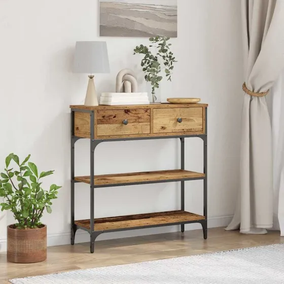 vidaXL Konsolbord Gammelt Træ 72,5 x 25 x 75 cm Laminat Træ og Metal