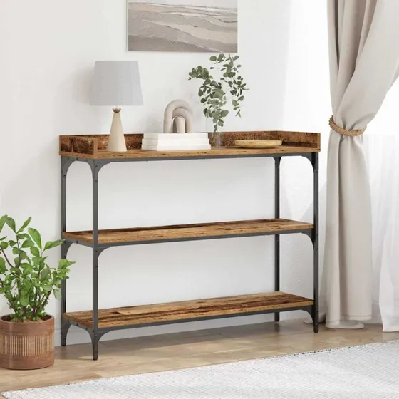 vidaXL Konsolbord Gammelt Træ 100 x 30 x 80 cm Sort Laminat Træ og Metal