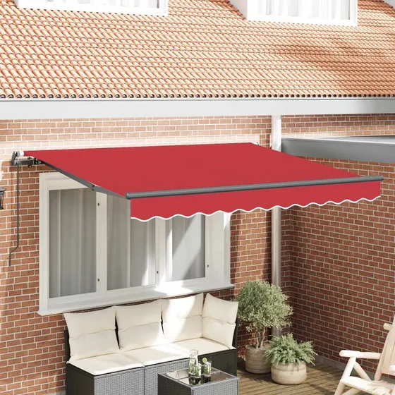 vidaXL Utrækkelig Markise Rød 350 x 200 cm