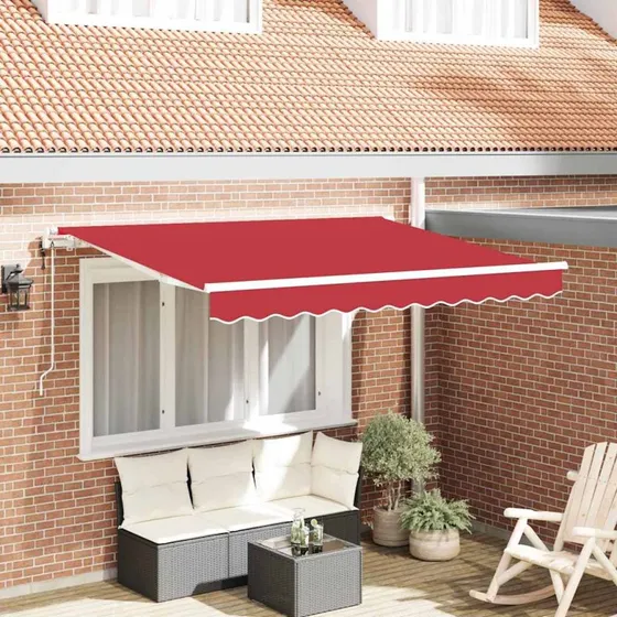 vidaXL Utrækkelig Markise Rød 350 x 200 cm