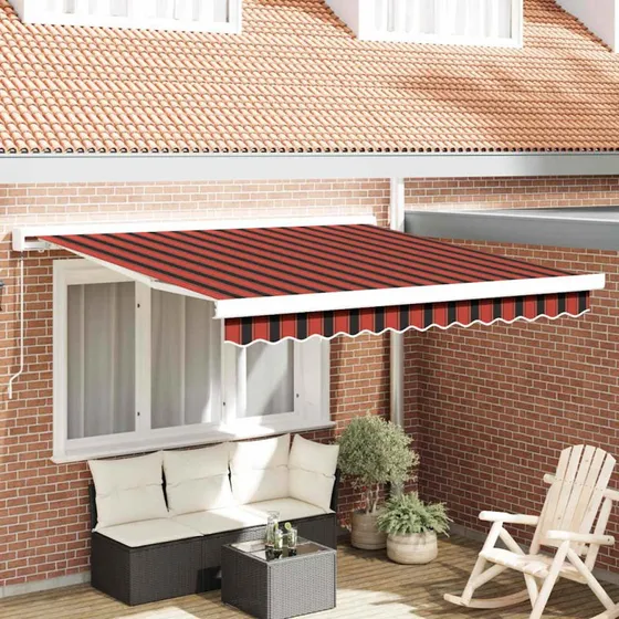 vidaXL Utrækkelig Markise Rød og Sort 300 x 250 cm Stof og Metal
